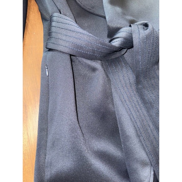 L’Atelier Navy Cape Jacket Coat XS Open Front Belted Draped Collar Elegant Layer - Picture 10 of 11